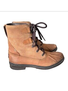 UGG Azaria Waterproof Leather Suede Ankle Boot Chestnut Women’s Size 7